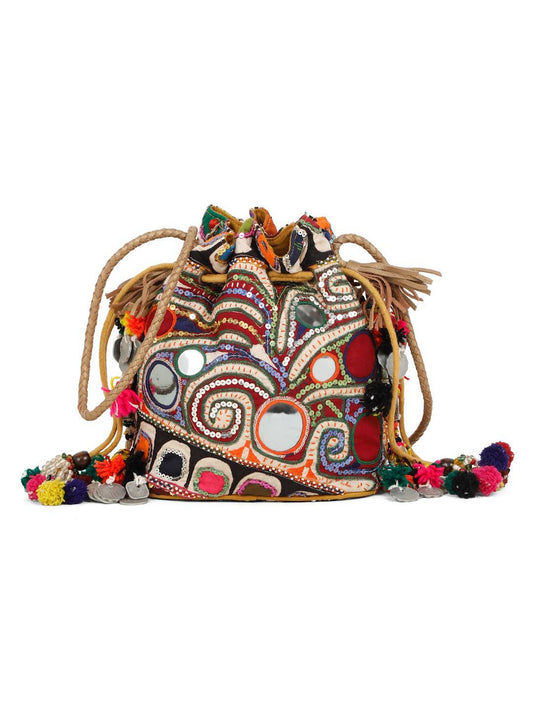 Bohemian Applique sequins work Potli