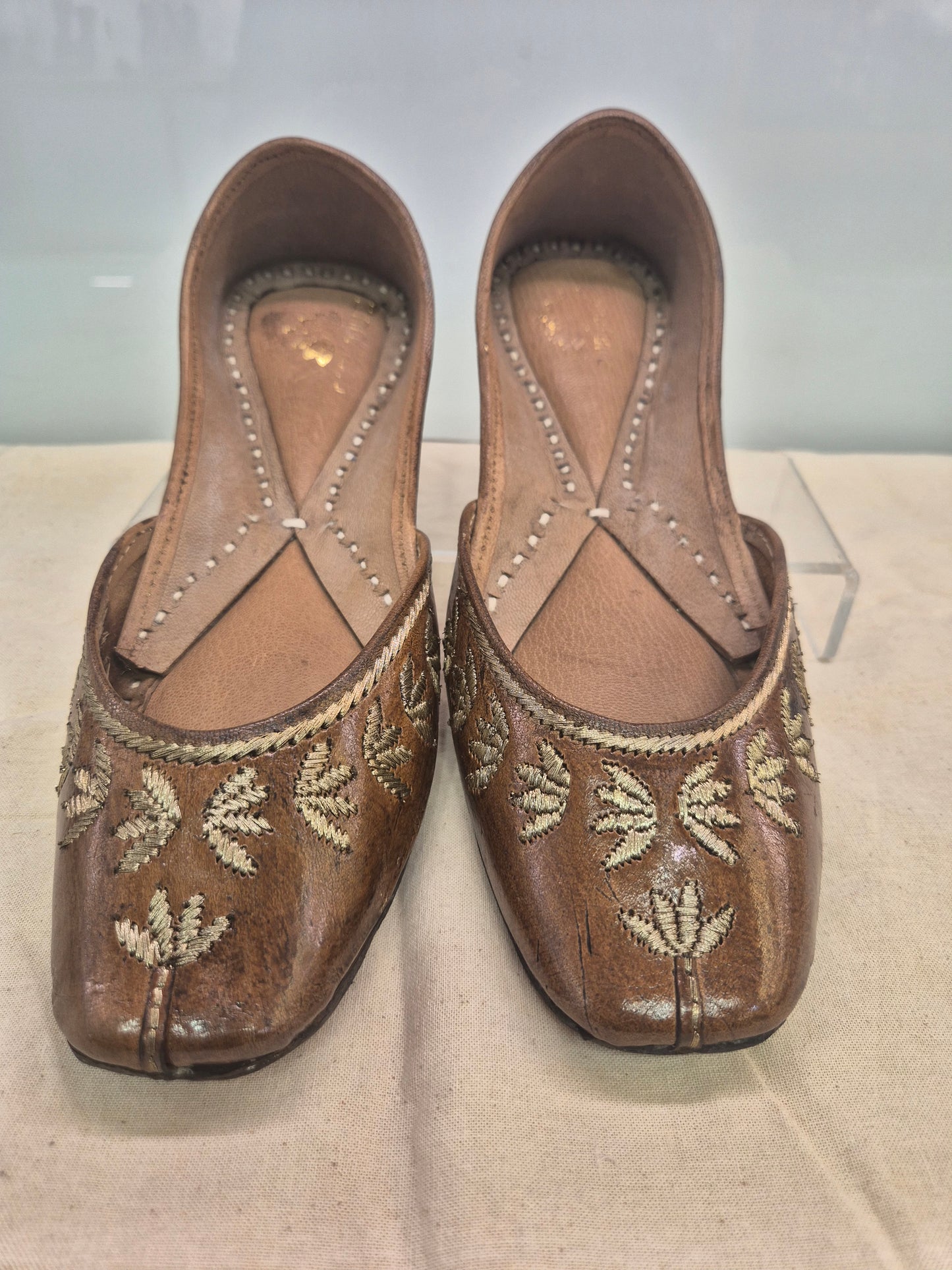 basic juttis - leather base gold thread embriodery