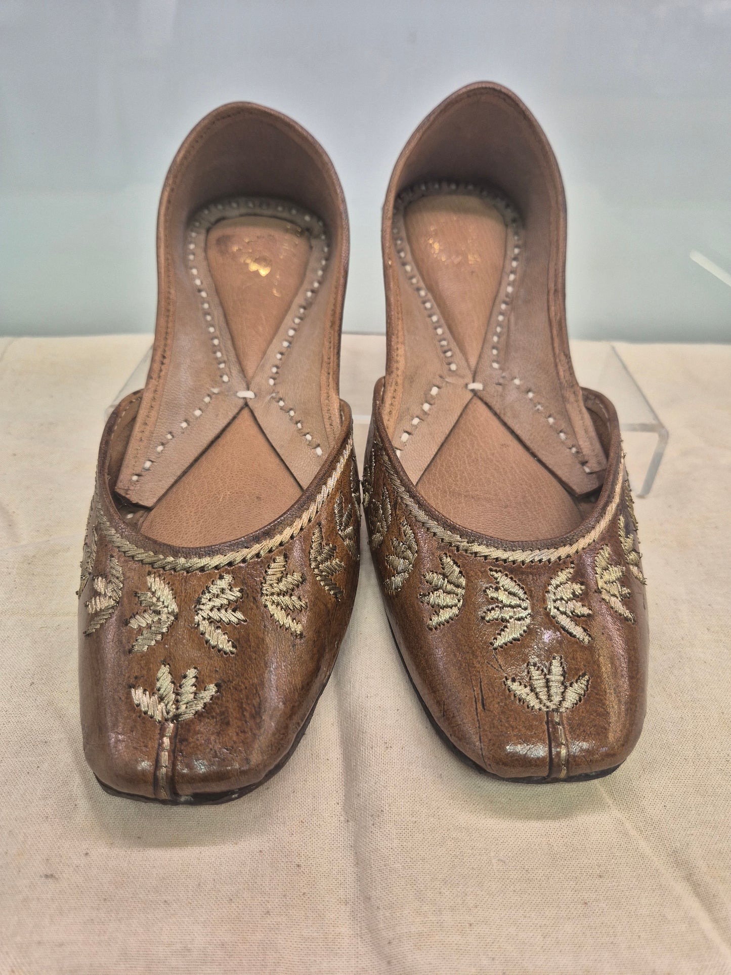 basic juttis - leather base gold thread embriodery