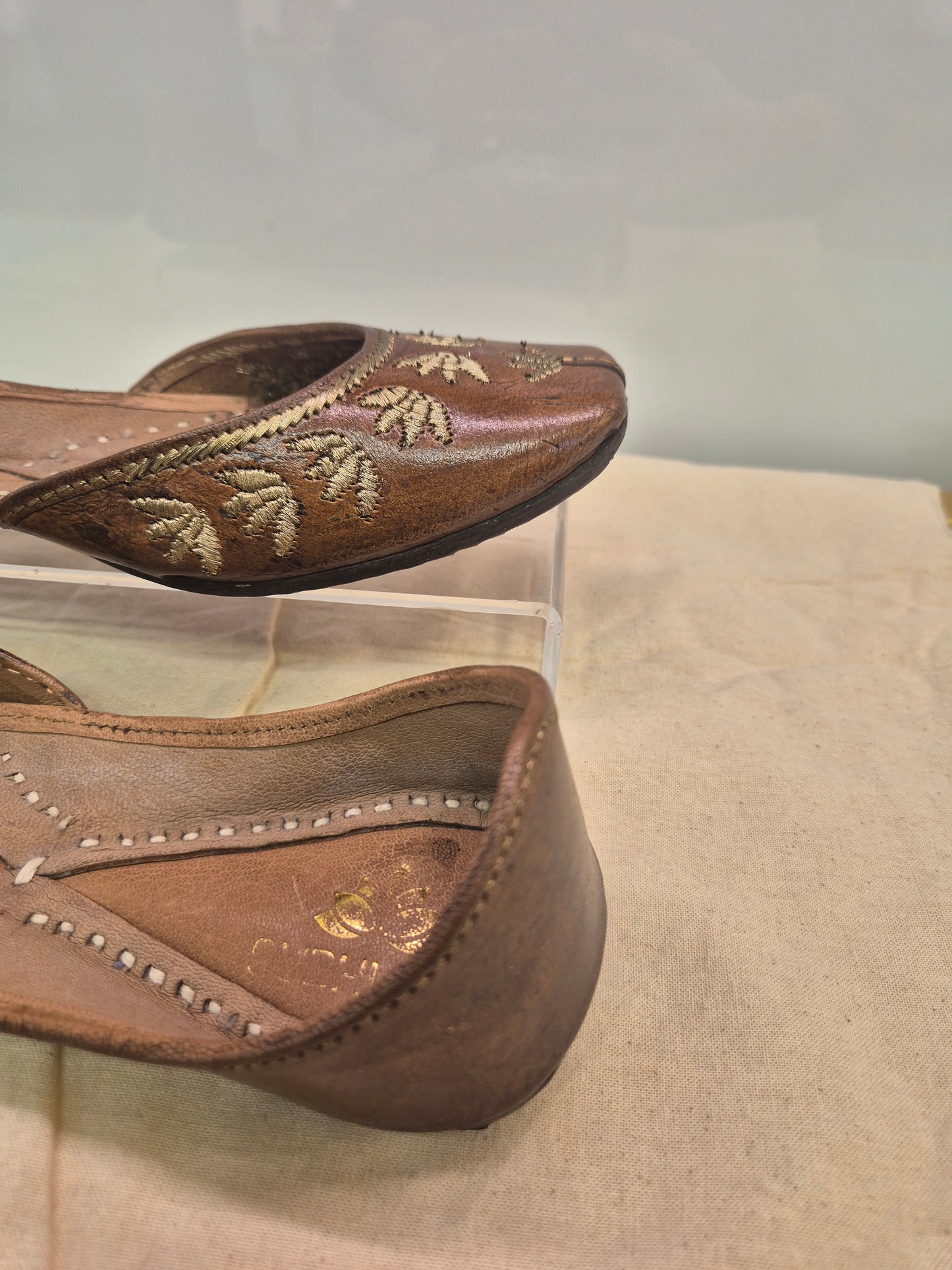 basic juttis - leather base gold thread embriodery