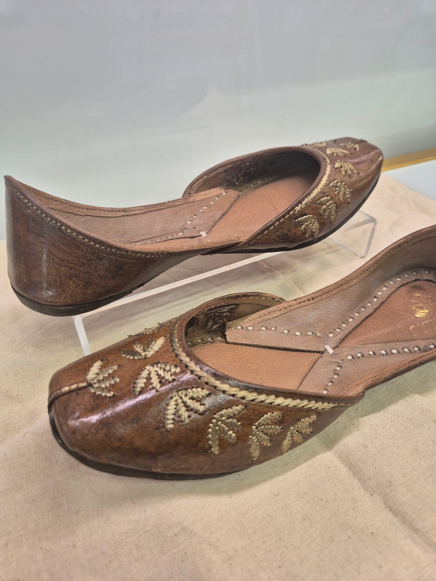 basic juttis - leather base gold thread embriodery