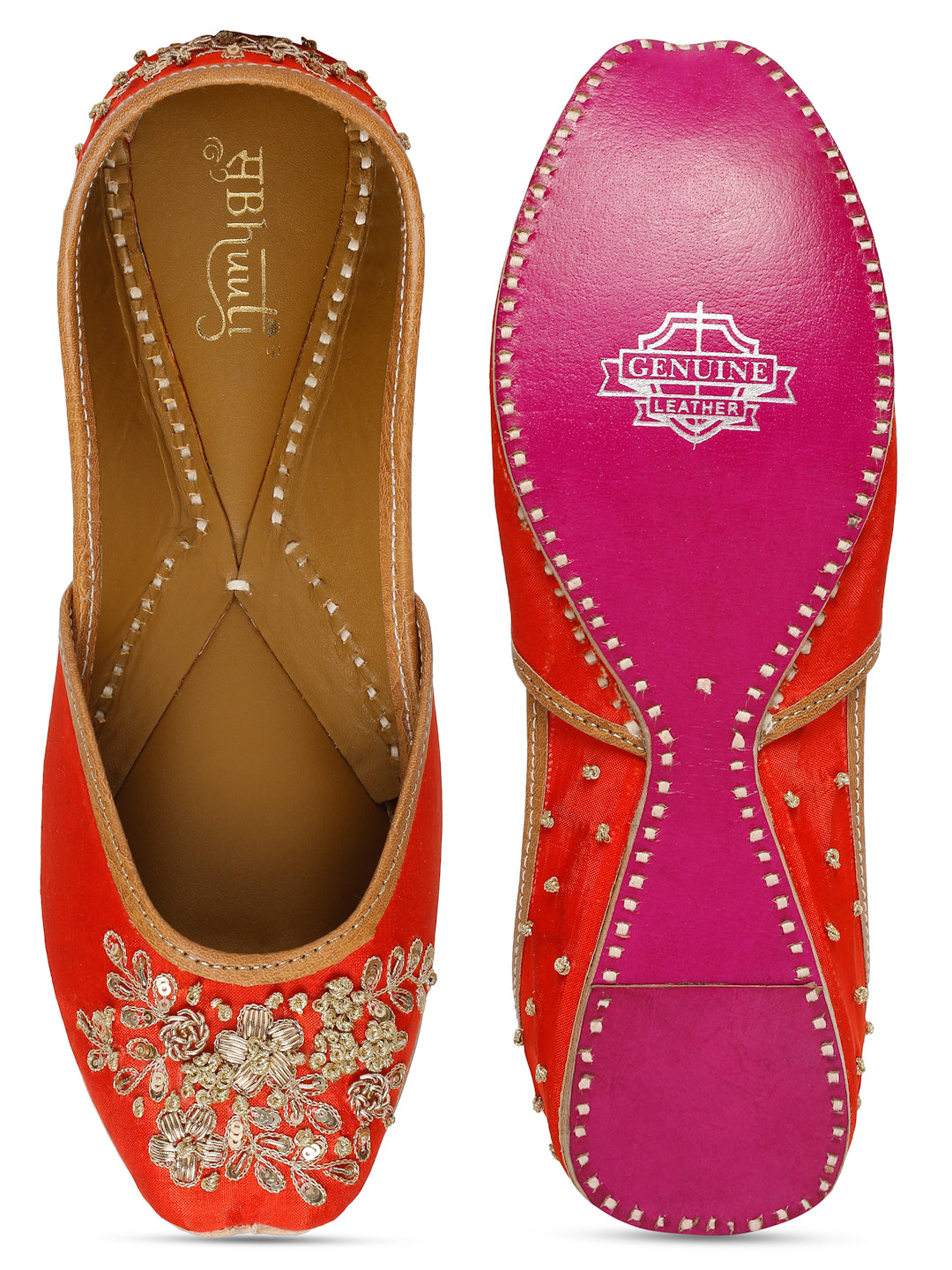 TANGERINE EMBELLISHED JUTTI