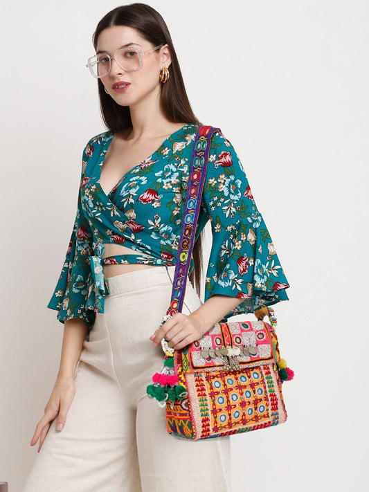 Bohemian Bags- Yellow and Pink Zari Handwork
