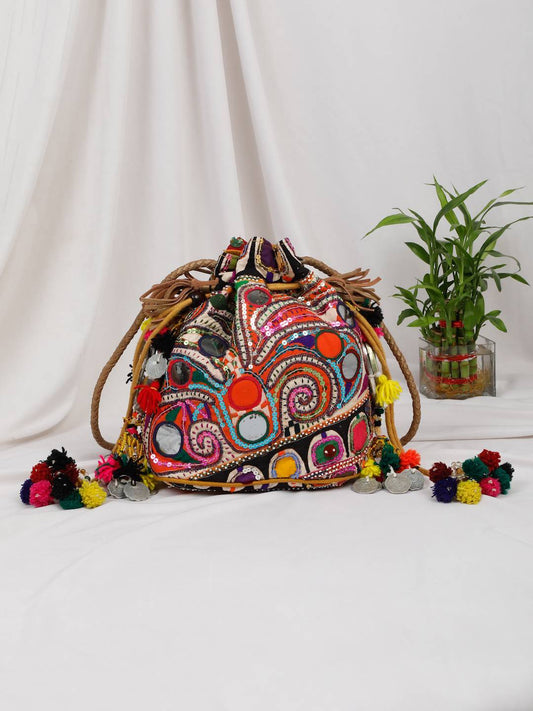 Bohemian Applique sequins work Potli