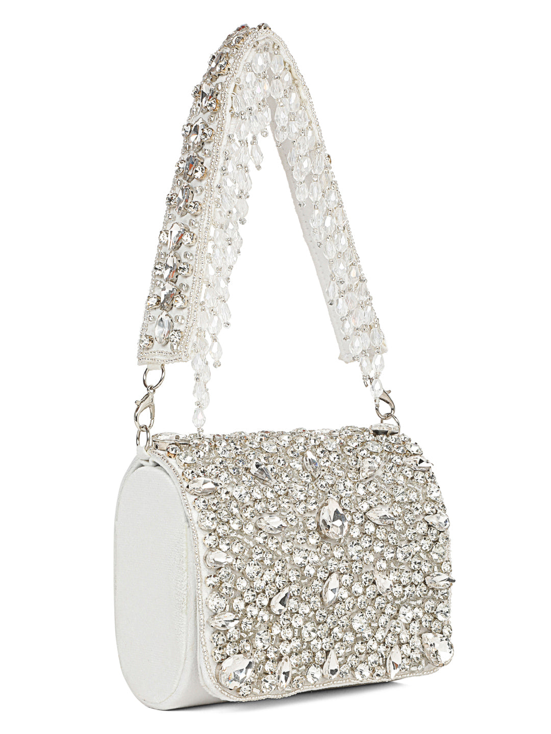 MINI CRYSTAL CLUTCH (ASH WHITE)