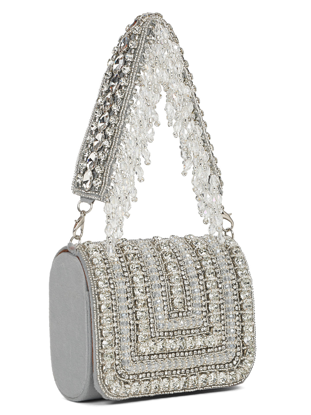 MINI EMBELLISHED CLUTCH (LIGHT GREY)
