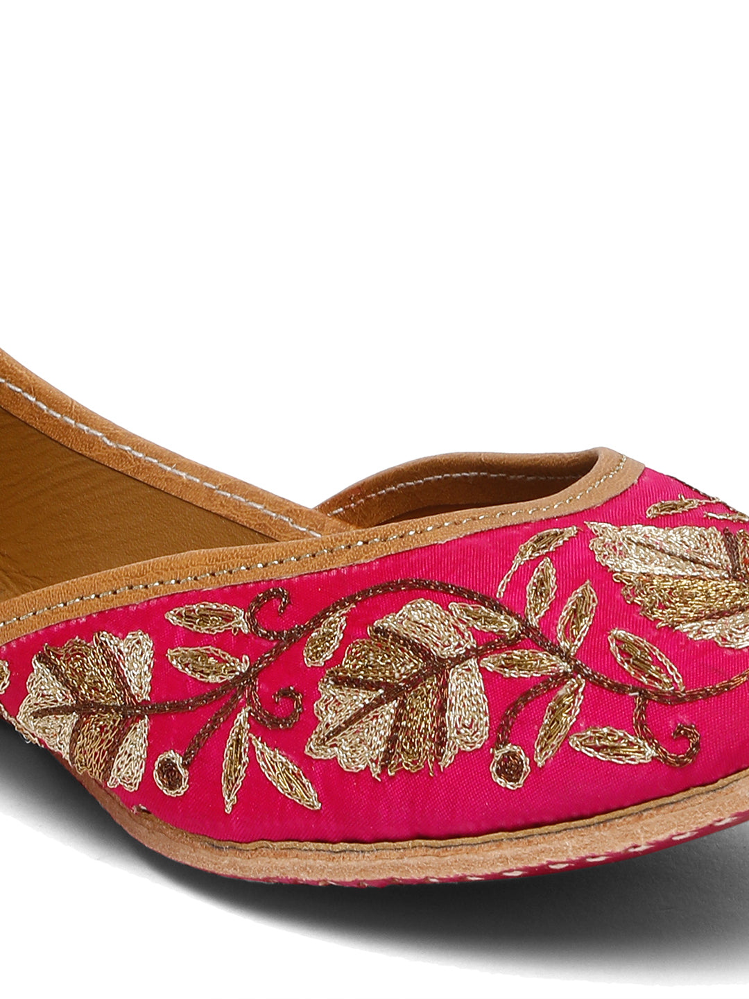 KASHIDAKARI FUCHSIA ROSE EMBELLISHED JUTTI