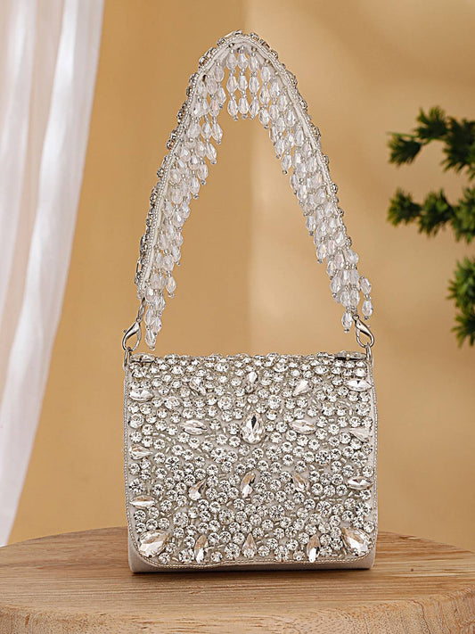 MINI CRYSTAL CLUTCH (ASH WHITE)