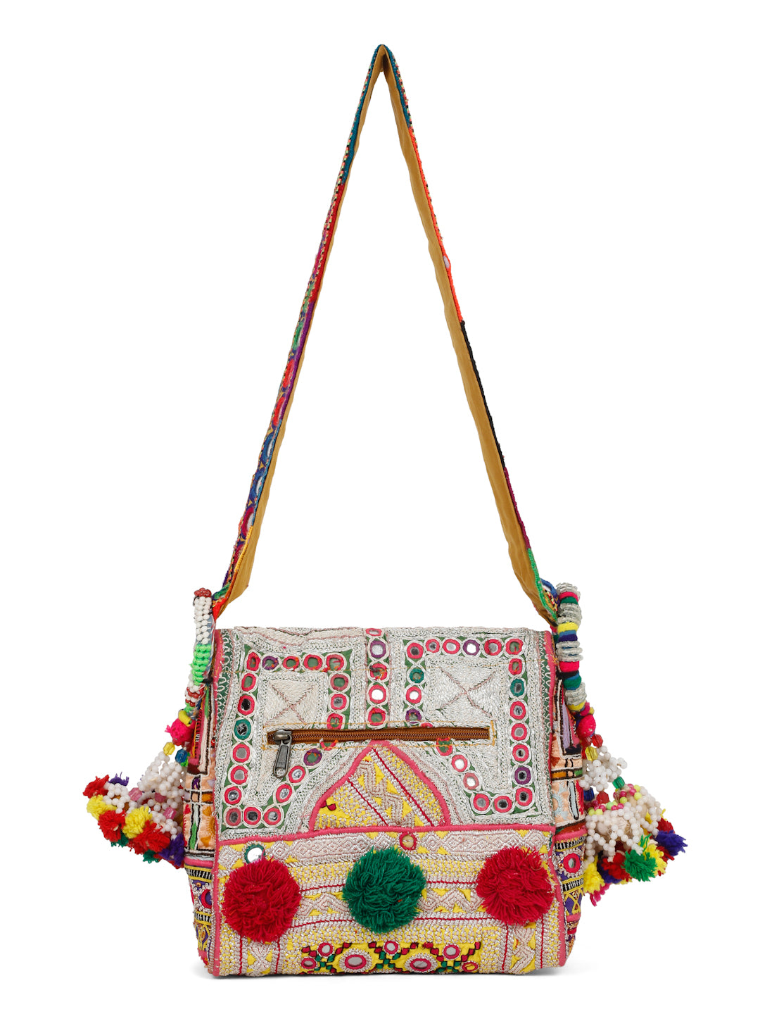 Bohemian Handbag- Green Silver Zari Handwork