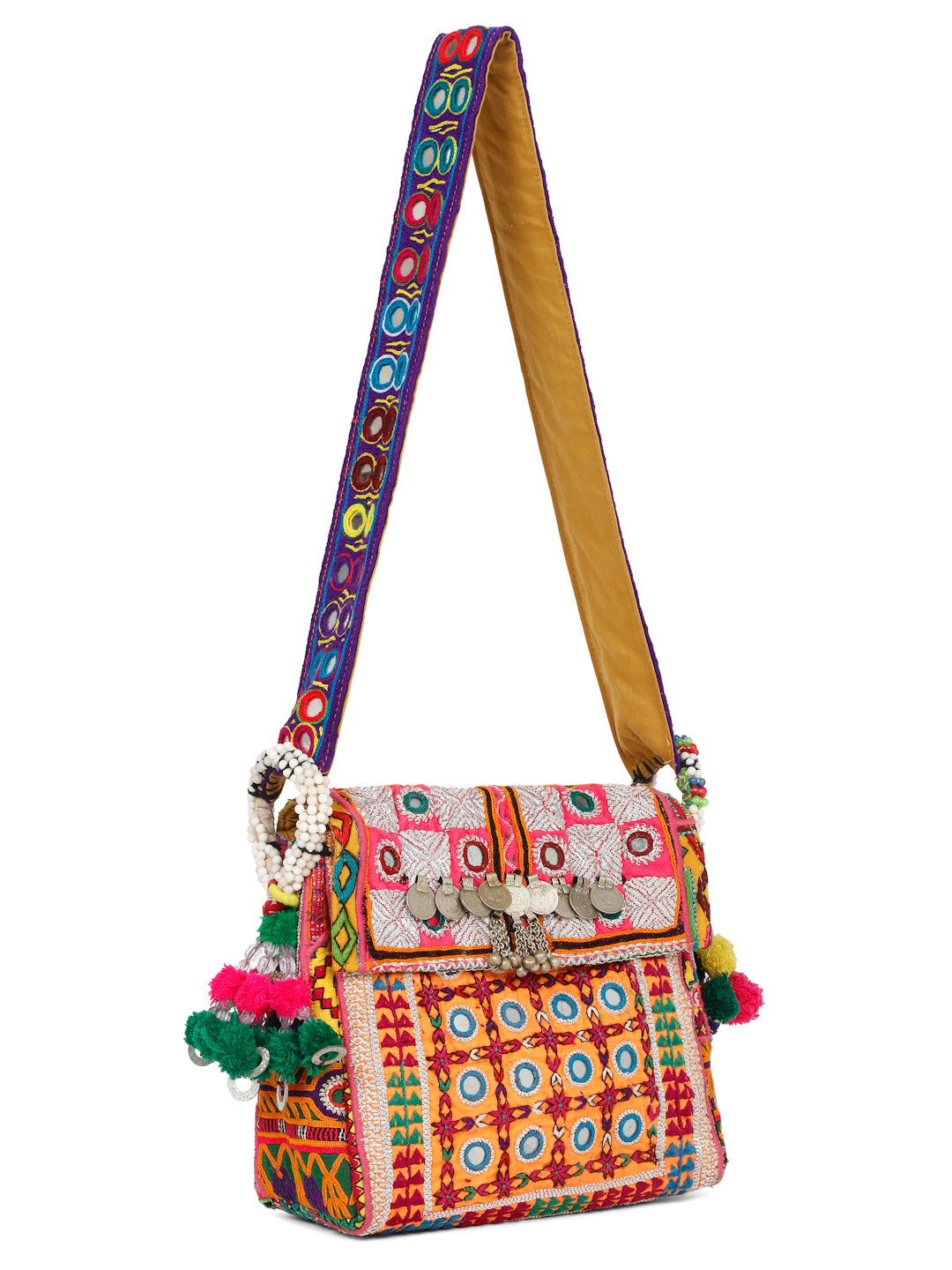 Bohemian Bags- Yellow and Pink Zari Handwork