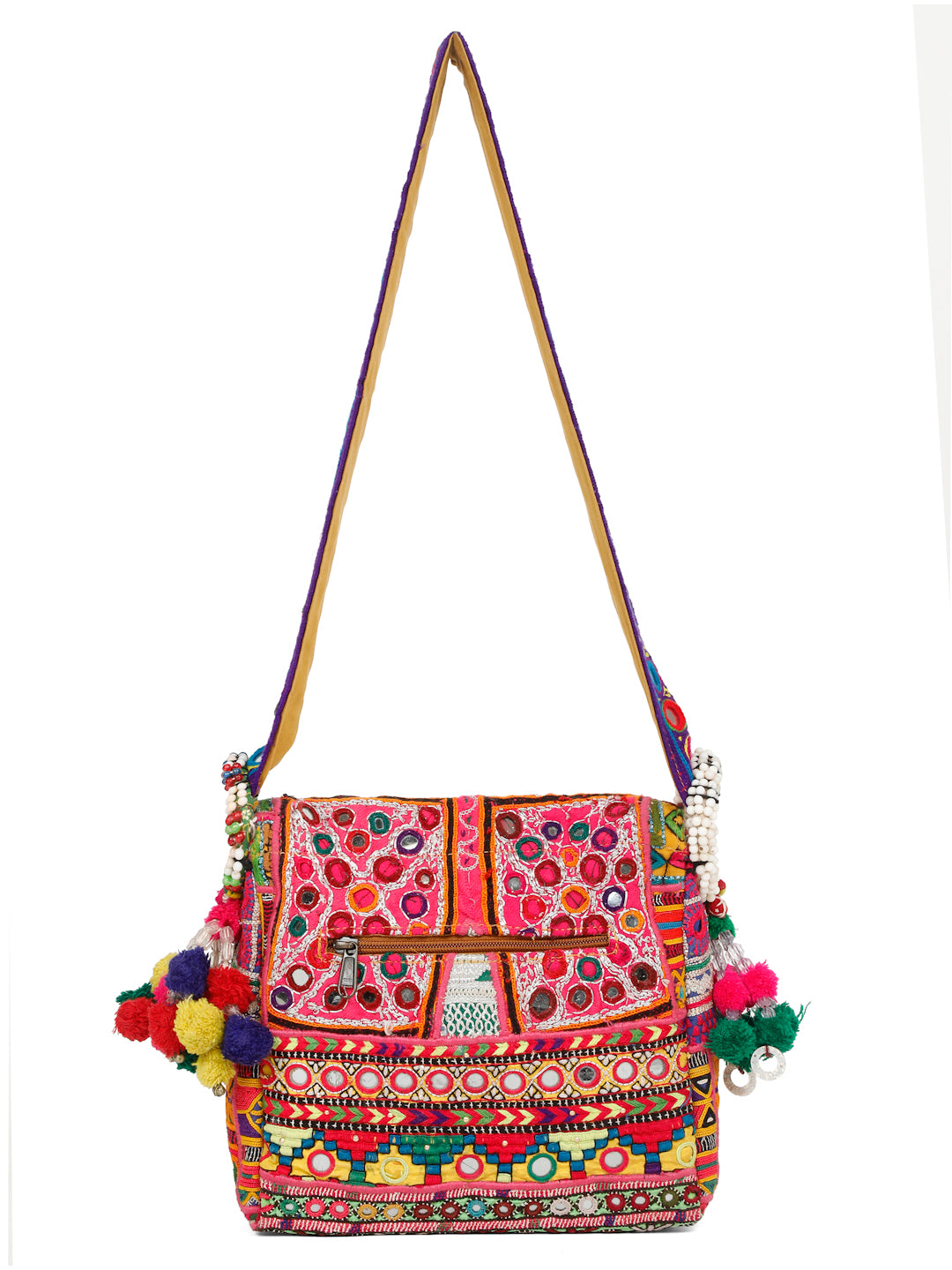 Bohemian Bags- Yellow and Pink Zari Handwork