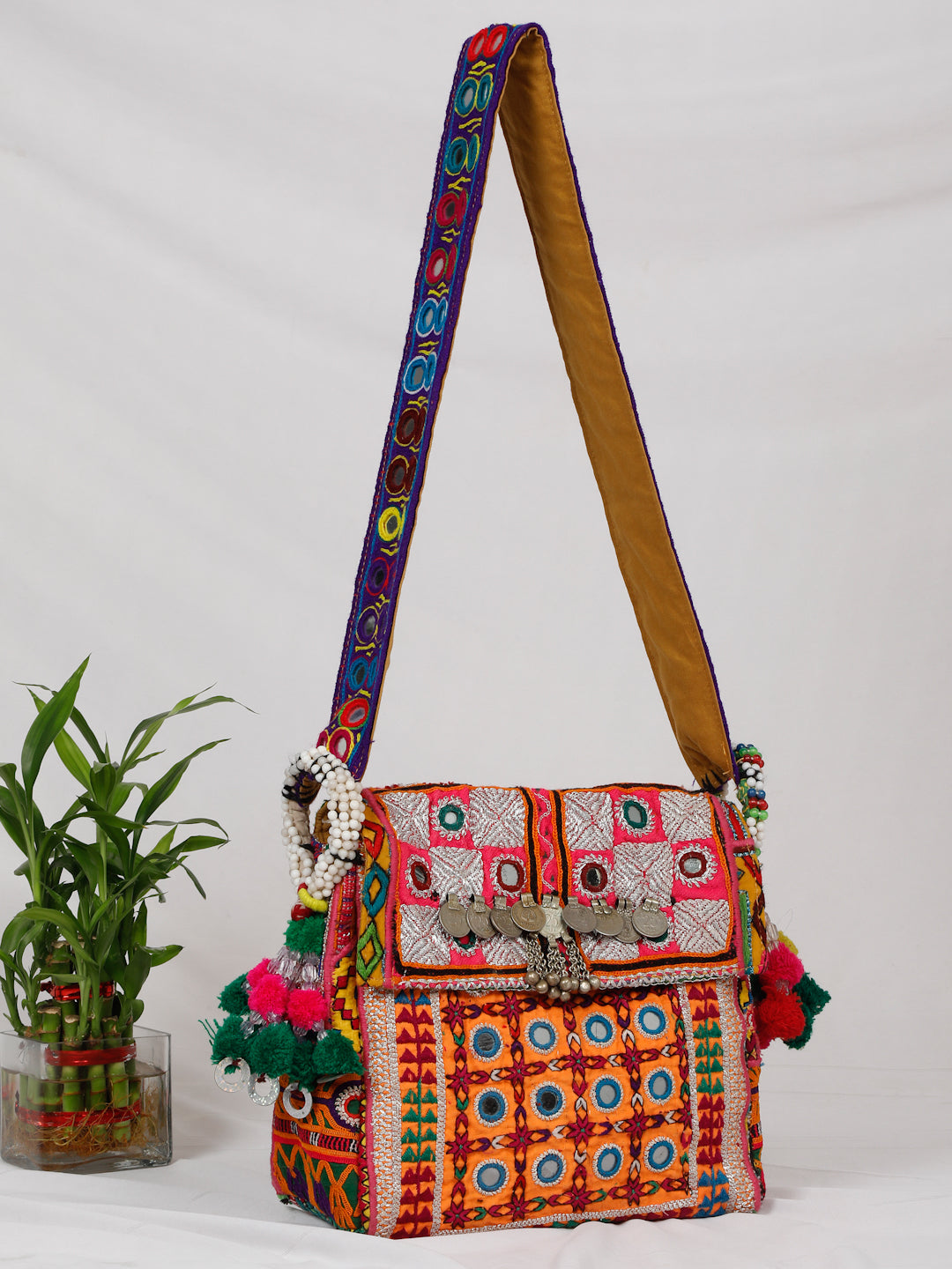 Bohemian Bags- Yellow and Pink Zari Handwork